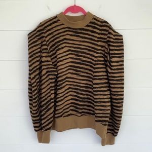 Agolde Folded Sleeve Mock Neck Sweatshirt Serpentine Large